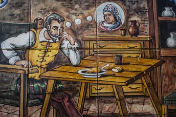 Quijote, Ceramic tiles from Talavera de la Reina, Toledo, Spain