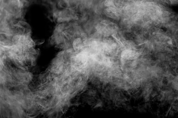 Abstract White smoke isolated on black background