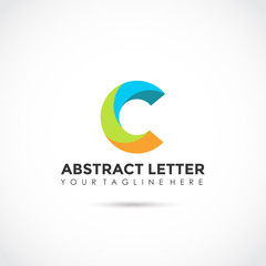 Abstract Letter C Flat Logo Design. Vector Illustrator Eps.10