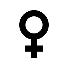Female sex symbol icon. Black, minimalist icon isolated on white background. Gender symbol simple silhouette. Web site page and mobile app design vector element.