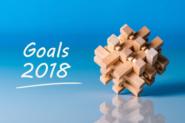 Goals 2018 memo about targets, goal, dreams and New Year's promises for the next year. Brain teaser...