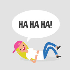 Young female character having fun