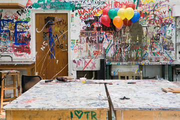 Balloons in art classroom