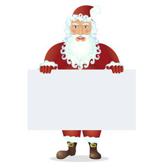 Santa Claus standing with christmas banner Illustration isolated on white