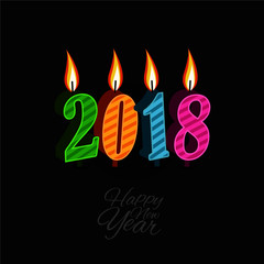 2018 candles, happy new year greeting card