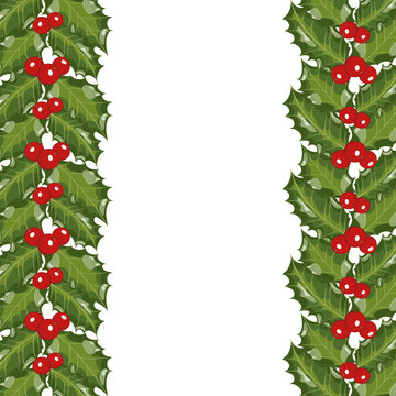 Vector illustration for Christmas with a border of Holly leaves