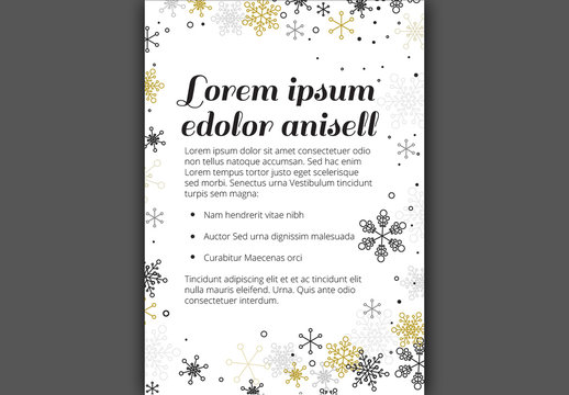 Christmas Flyer with Metallic Snowflake Elements 1