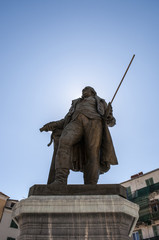 Corsica, 31/08/2017: veduta della statua di Pasquale Paoli, politico e generale considerato il padre della patria corsa, nella piazza centrale di Corte