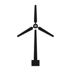 Wind turbine icon, windmill silhouette, black isolated on white background, vector illustration.