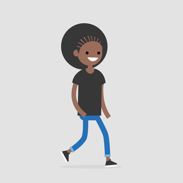 recommend clip art: Young walking character. Pedestrian. Flat editable vector illustration, clip art