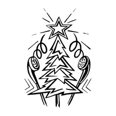 Christmas tree with music headphones