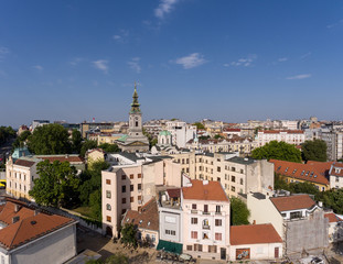 Naklejka na ściany i meble Aerial Belgrade cityscape in Serbia