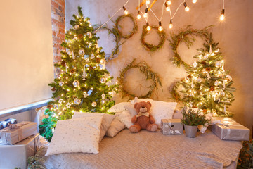 Christmas trees with presents