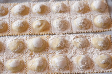 Ravioli caserecci appena preparati