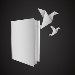 Abstract bird origami flying from open book, can used for freedom concept. Vector illustration.