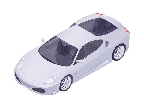 Isometric sport car. Modern luxury car isolated on white. Vector illustration