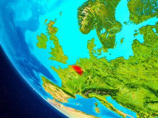 Fototapeta na wymiar Belgium on globe from space