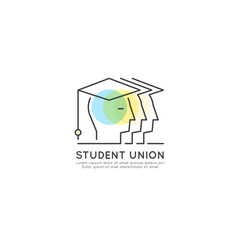 Vector Icon Style Concept Logo for Student Organization, School Union, College Group, Graduation, Isolated Minimalistic Illustration