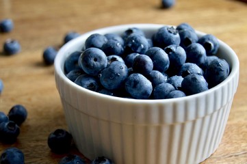 Blueberries in a white bowl