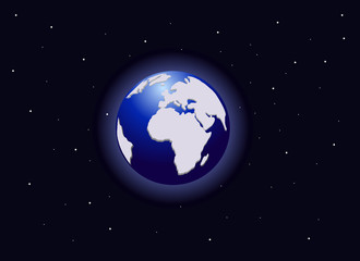 Вид на планету земля из космоса, векторная иллюстрация