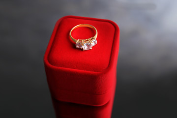 Beautiful engagement ring on box, closeup