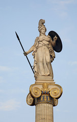 Monument to Athena near main building of Academy of Athens. Greece
