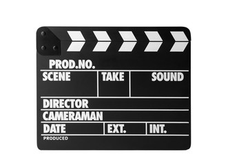 Clapperboard on white background