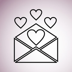 love message black flat line icon