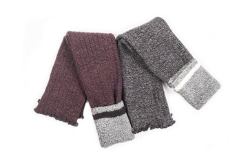 Two Pairs of Women's Wool Legwarmers Isolated on White
