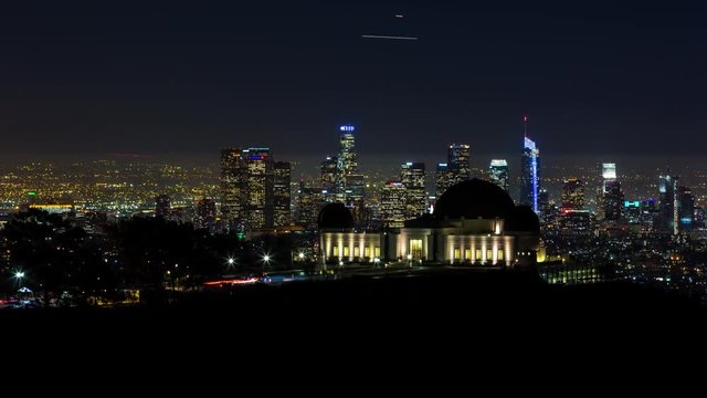 Downtown Los Angeles and Griffith Observatory Night Hyperlapse