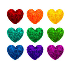 Fluffy pom-poms in the shape of a heart
