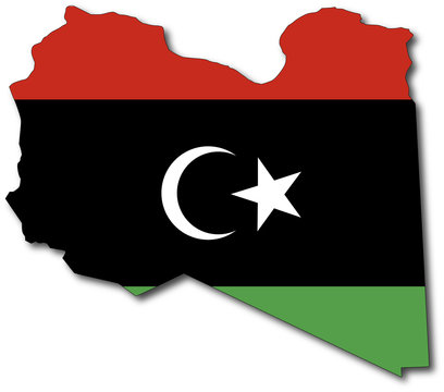 recommend clip art: vector flag map of libya, outline drawing with shadow