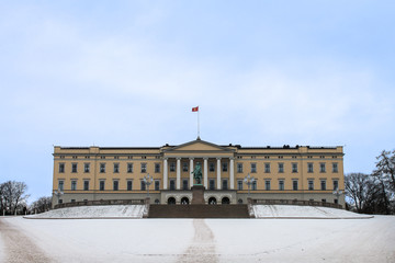 Fototapeta na wymiar Norway's Royal Palace in Oslo Winter