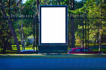 white blank street advertising billboard on wall