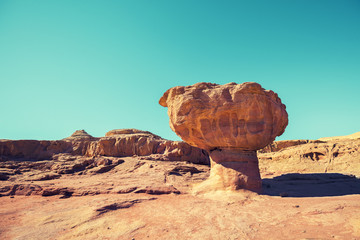 Mushroom sandstone in Timna Park in Arava desert near Eilat, Israel.