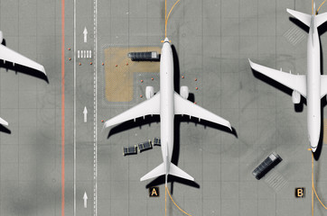 Airport runway with airplane (top view)