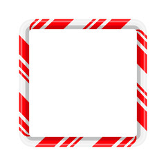 Candy cane frame border for christmas design isolated on white background - obrazy, fototapety, plakaty
