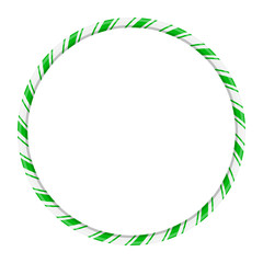Candy cane circle frame for christmas design isolated on white background