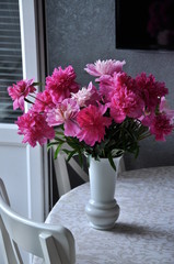 Flowers, peonies in a vase