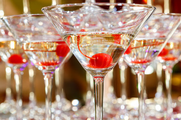 Sweet cherry in glass