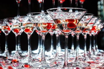 Sweet cherry in glass