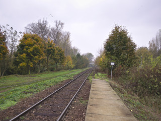 Empty small railway stop in Kutna Hora, Czech Republic