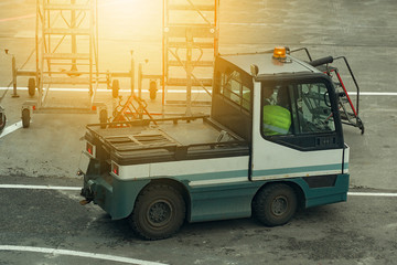 Tug at the airport on a sunny summer day
