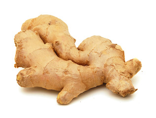 fresh ginger on a white background