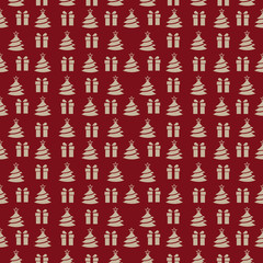 Abstract seamless new year pattern for girls, boys, clothes Creative vector new year background with gift, Christmas tree, wrap. Funny wallpaper for textile and fabric. Fashion new year pattern style.