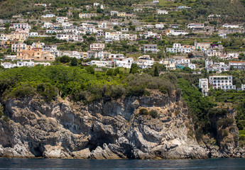 Naklejka premium Exclusive villas and apartments on the rocky coast of Amalfi. Campania. Italy