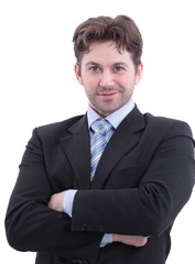 Portrait of a business man isolated on white background.