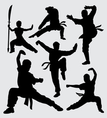 Martial art and kungfu male and female silhouette. good use for symbol, logo, web icon, mascot, sticker, sign, or any design you want.
