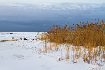 Ladoga Lake shore at winter