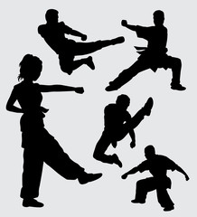 Martial art pose male and female sport silhouette. good use for symbol, logo, web icon, mascot, sticker, sign, or any design you want.
